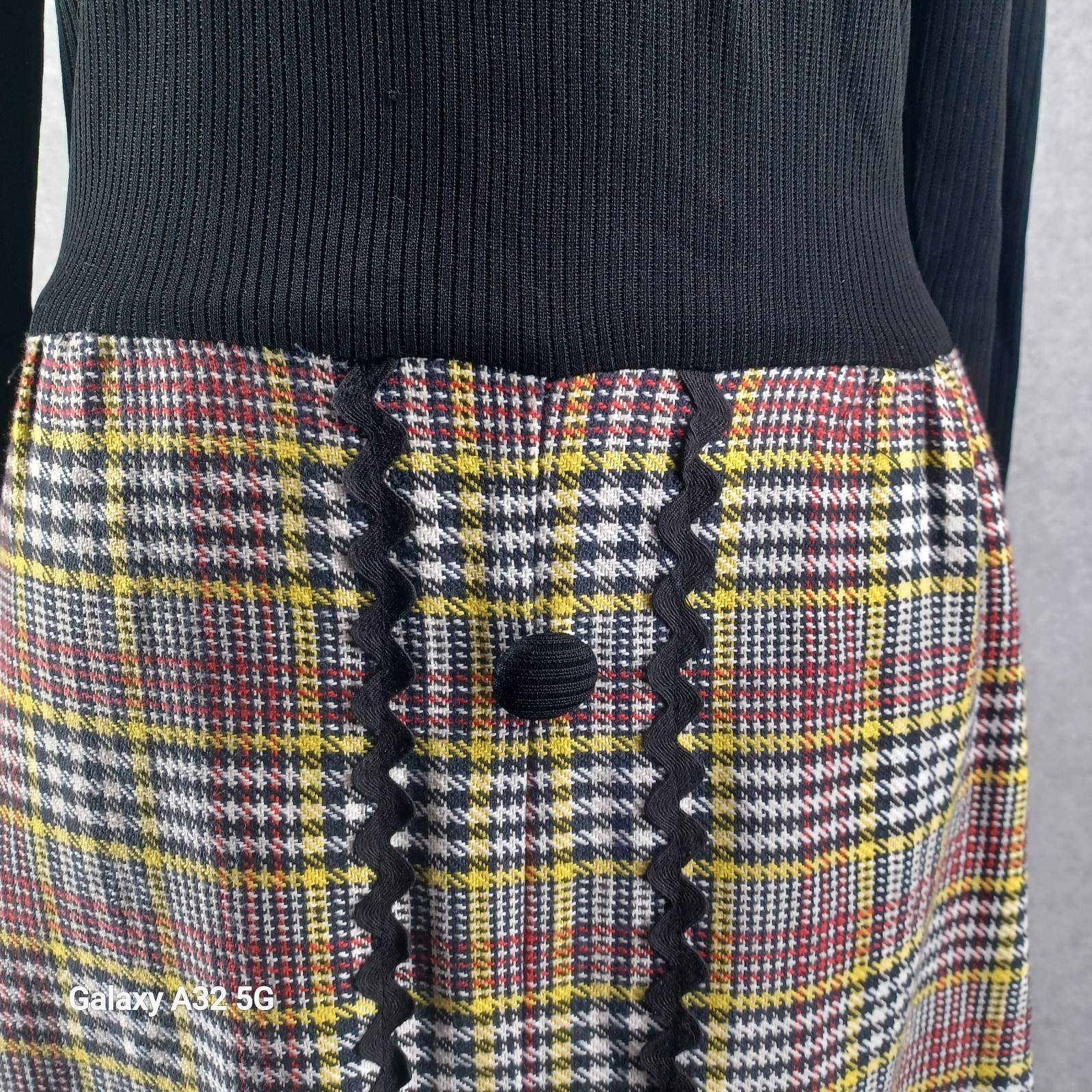 Vintage Mod Plaid Midi Dress Womens Size 14 See Measurements Fashion Rare 1970s