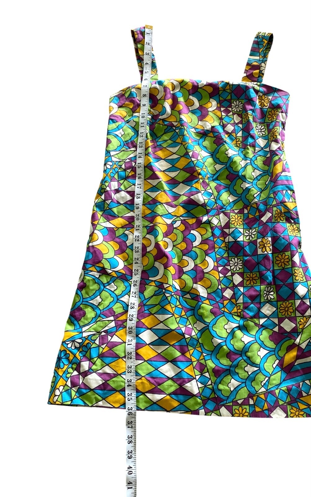 Vintage 60s 70s Mod Dress Psychedelic Groovy Geometric Floral Shift Sundress