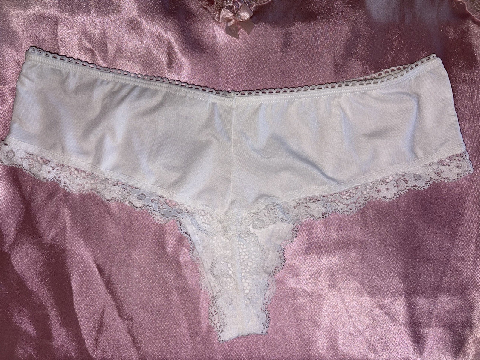 Vintage Secret Treasures White Thong String XS panties Nylon Underwear