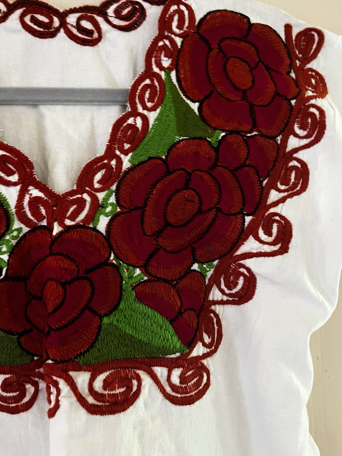 VTG 70s Handmade Mexican Oaxaca Boho Festival Embroidered Hippie Cotton Tunic S