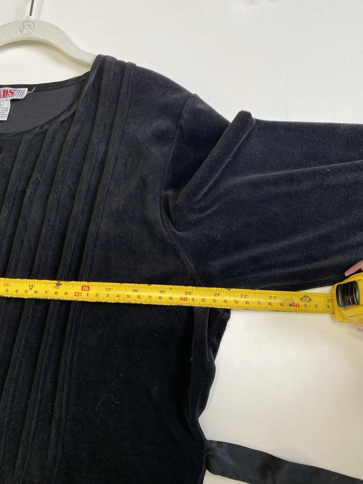 Vintage 90s Fads L Maxi Dress Cotton velour Black belted