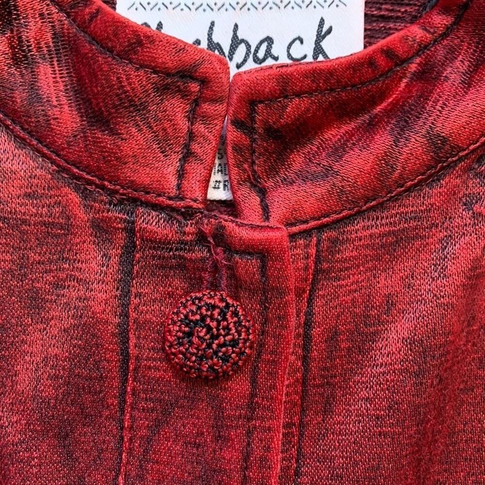 Vintage Flashback Jacket Metallic Cherry Red Floral Detail Lace Embroidery