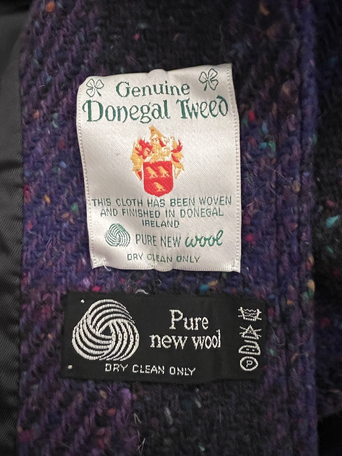Vintage Jimmy Hourihan Sz 8 Purple Plaid Long Coat Wool Speckle Tweed Ireland
