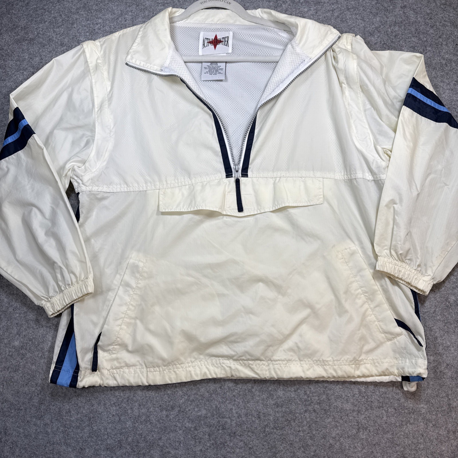 Vintage Active Frontier Full Zip Windbreaker Jacket 90s Sz M, Zip Off Sleeves