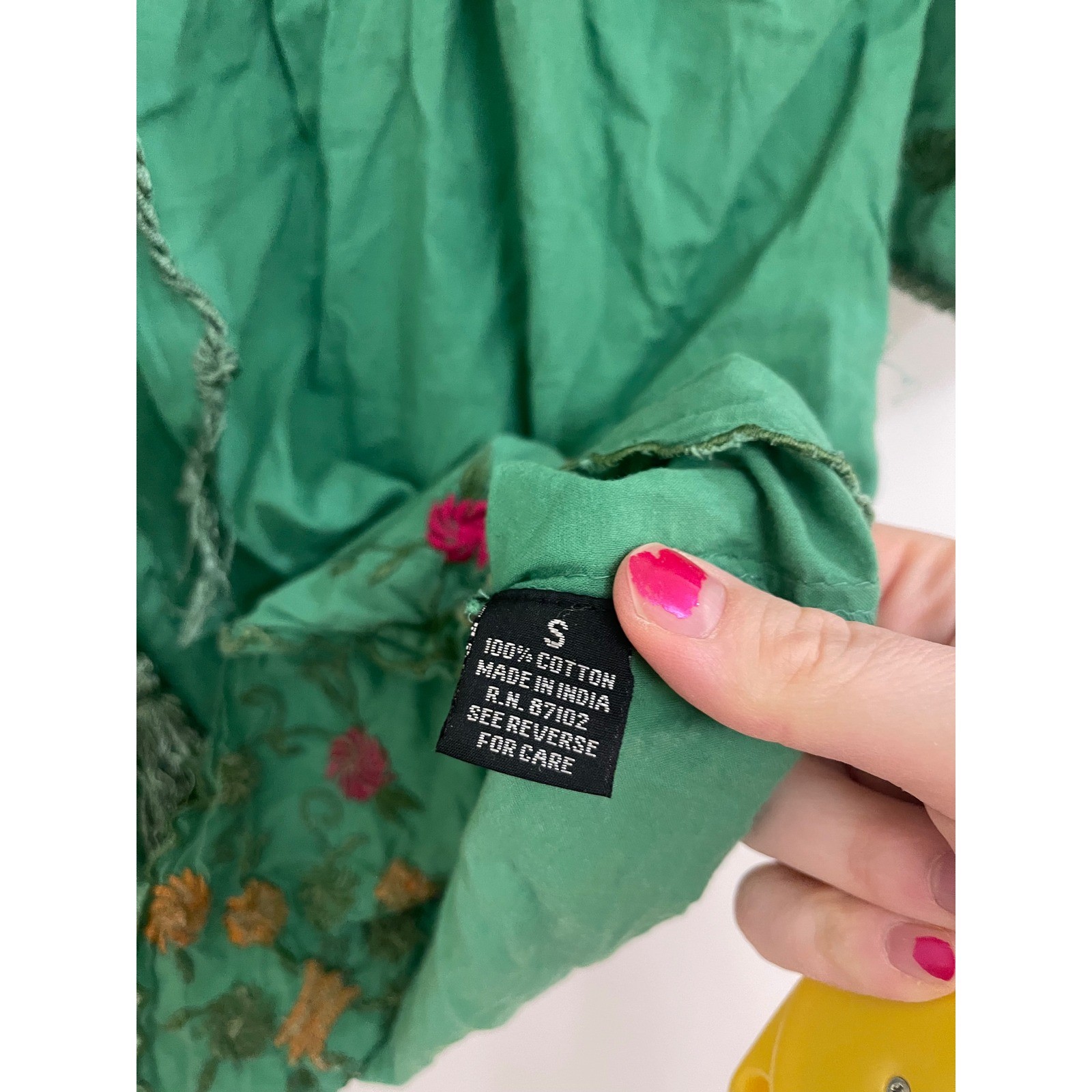 Vintage Y2K Cottagecore Boho Green Embroidered Blouse Indie