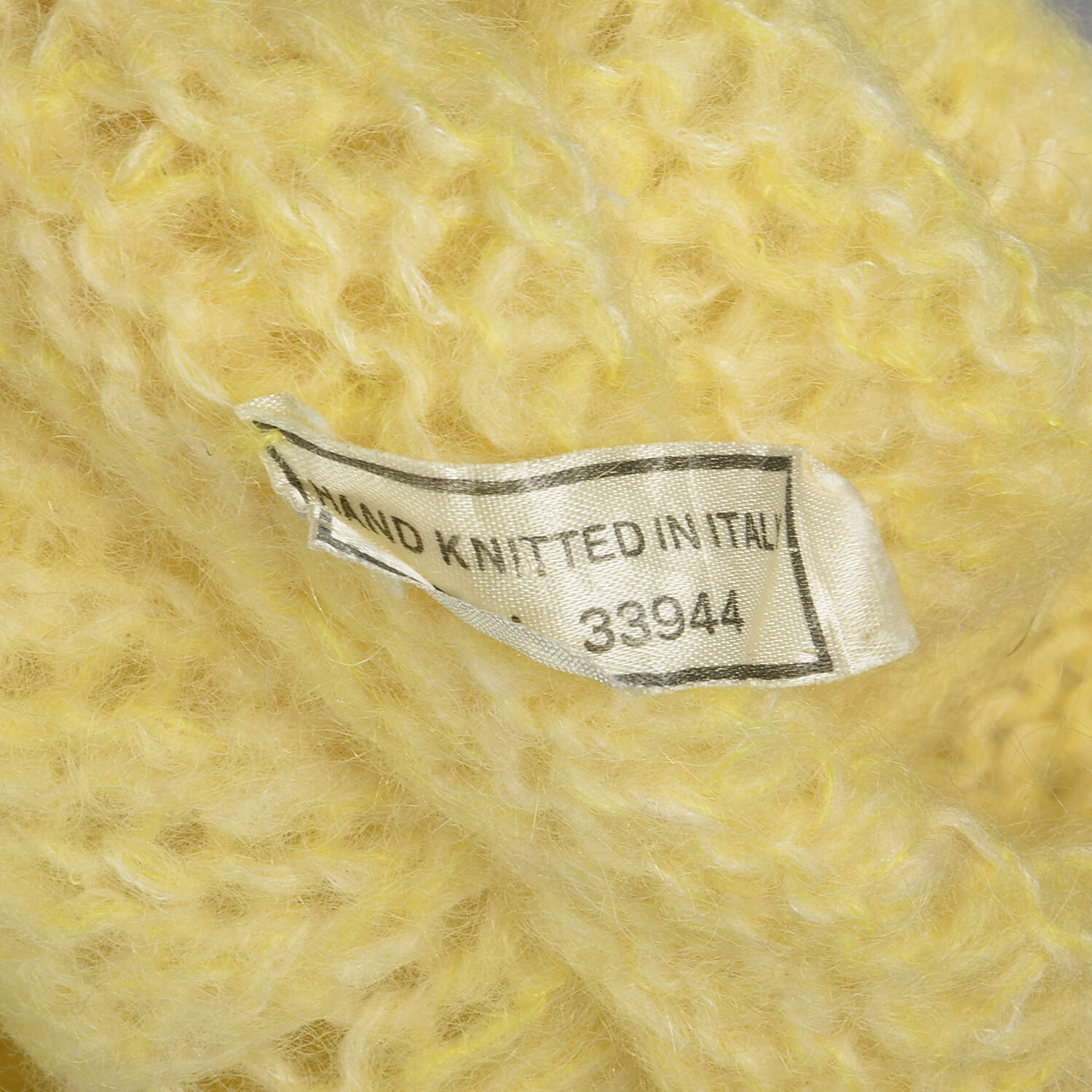 Large 1960s Sweater Yellow Hand Knit In Italy Cardigan Puff Stitch VTG 60s