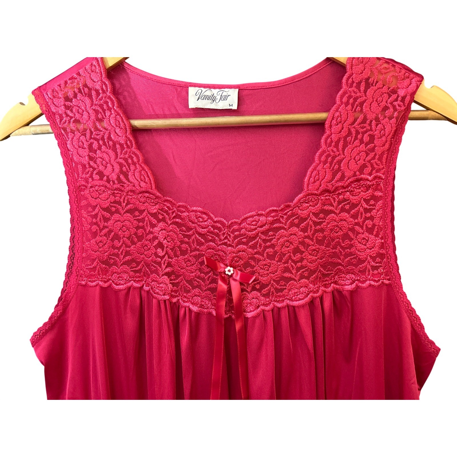 Vintage Vanity Fair Nightgown Magenta Pink Lace Coquette Romantic Grandmacore