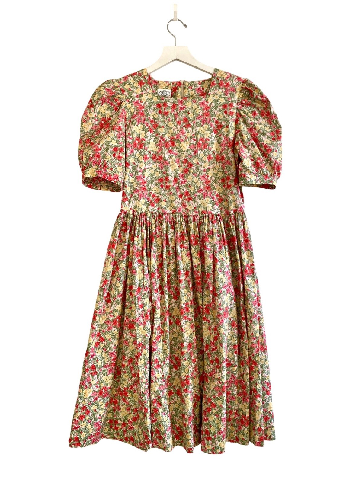 Vintage Laura Ashley Floral Cotton Tea Dress UK10 US6 Made in Great Britain