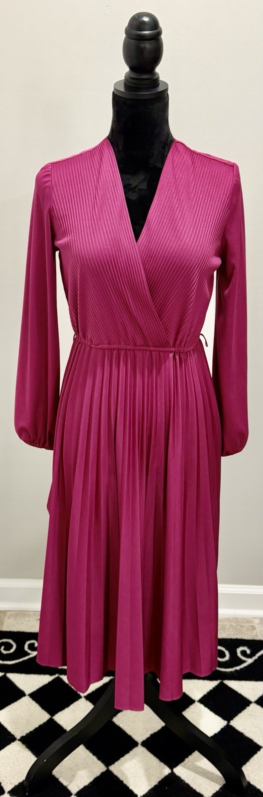 2 Vintage 1970s Women’s Purple & Gray Pleated Dresses