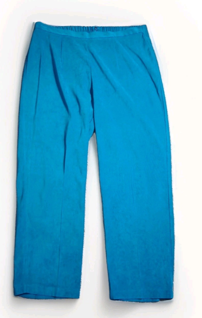Vtg 80s Ultra Dress Womans 14W Turquoise 3/4 sleeve Button Up Shirt & Pants 392