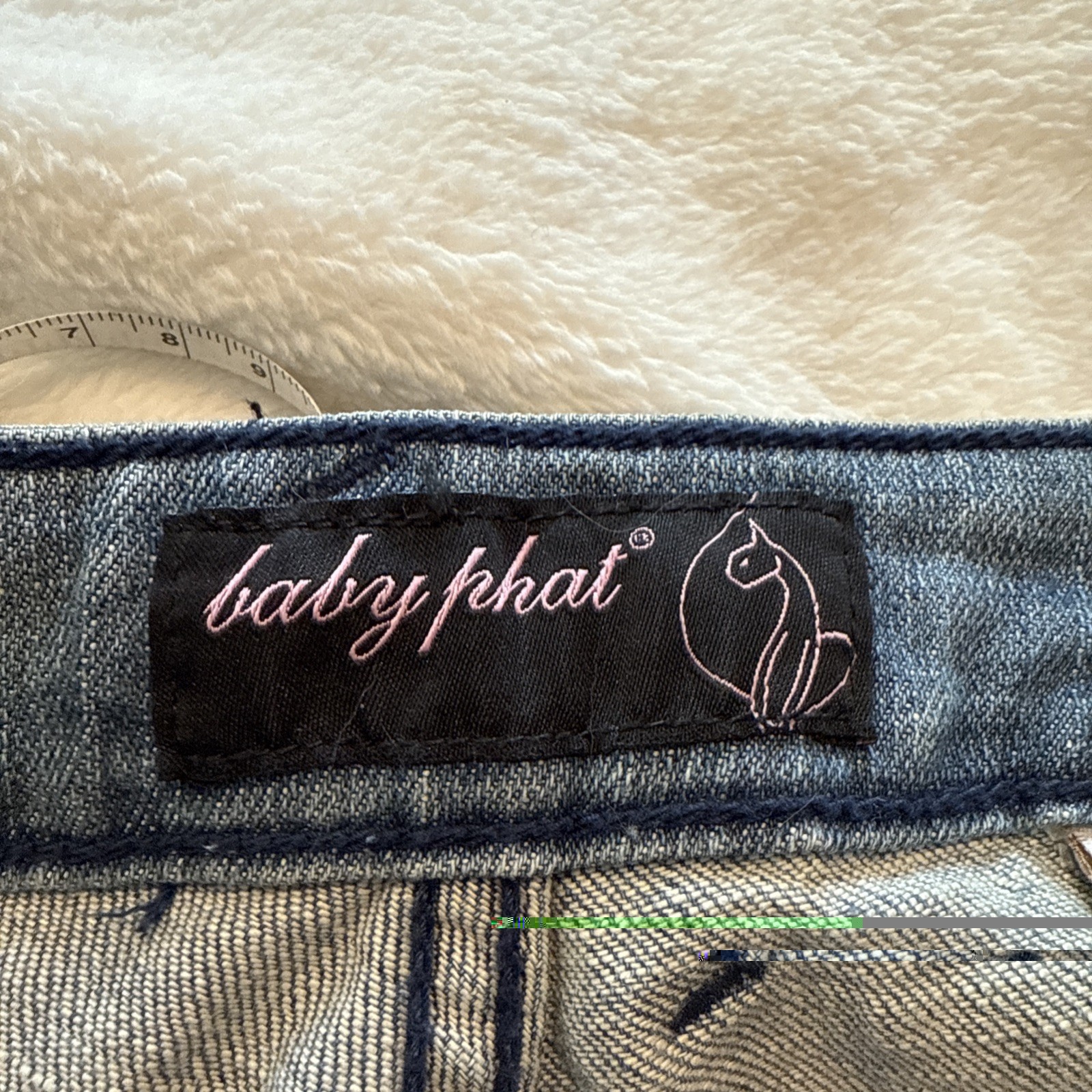 Vintage Baby Phat Capri Pants Distressed Silver Pearls Rhinestones Cat Size 7