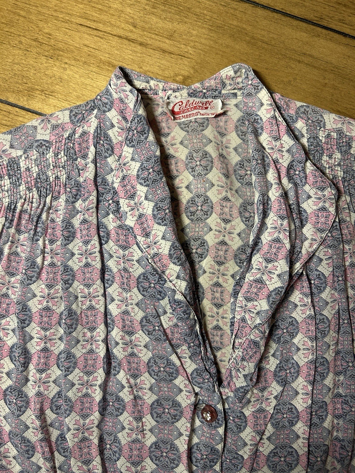 Vintage Rayon Pink Dress With Jeweled Buttons, 27 Inch Waist, Sheer