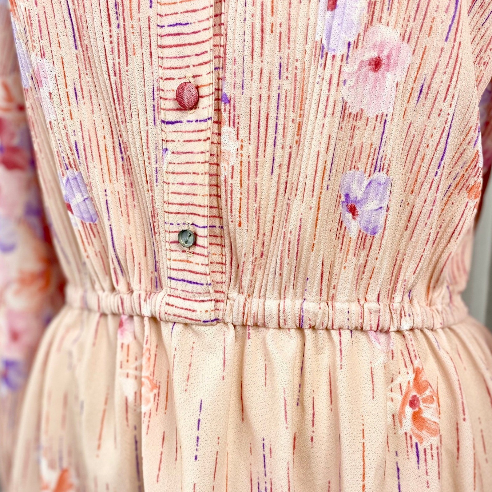 Vintage 1960s Pastel Floral Flowy Day Dress, Whimsy, Size Large