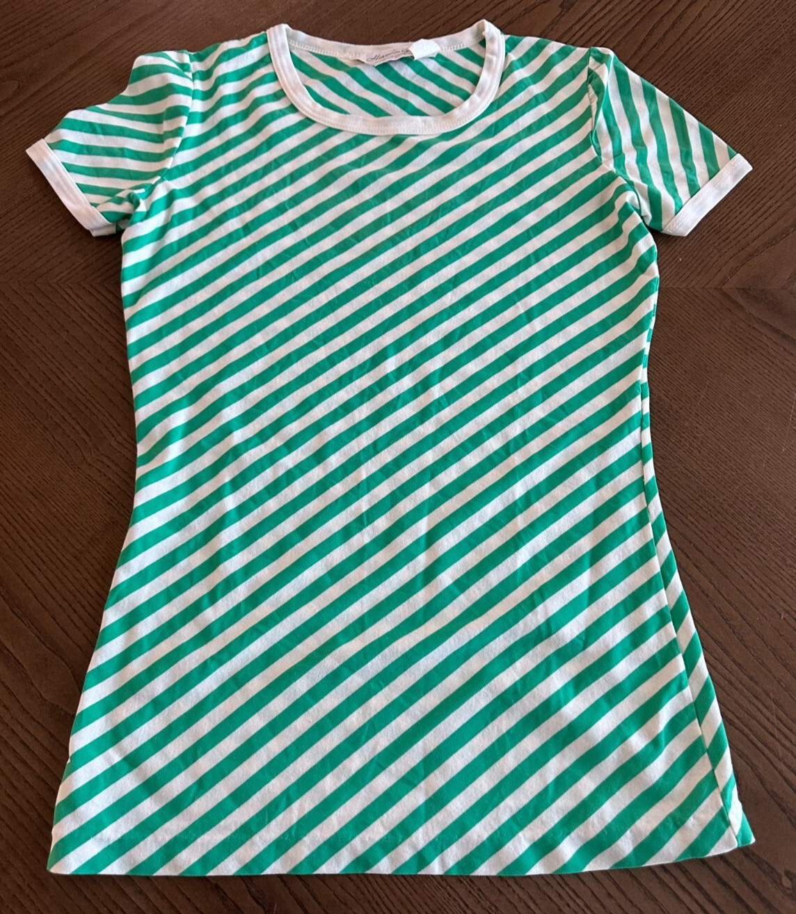 Vtg Herman Geist Whisper Stretch Golf Green White Striped Shirt Size S Small