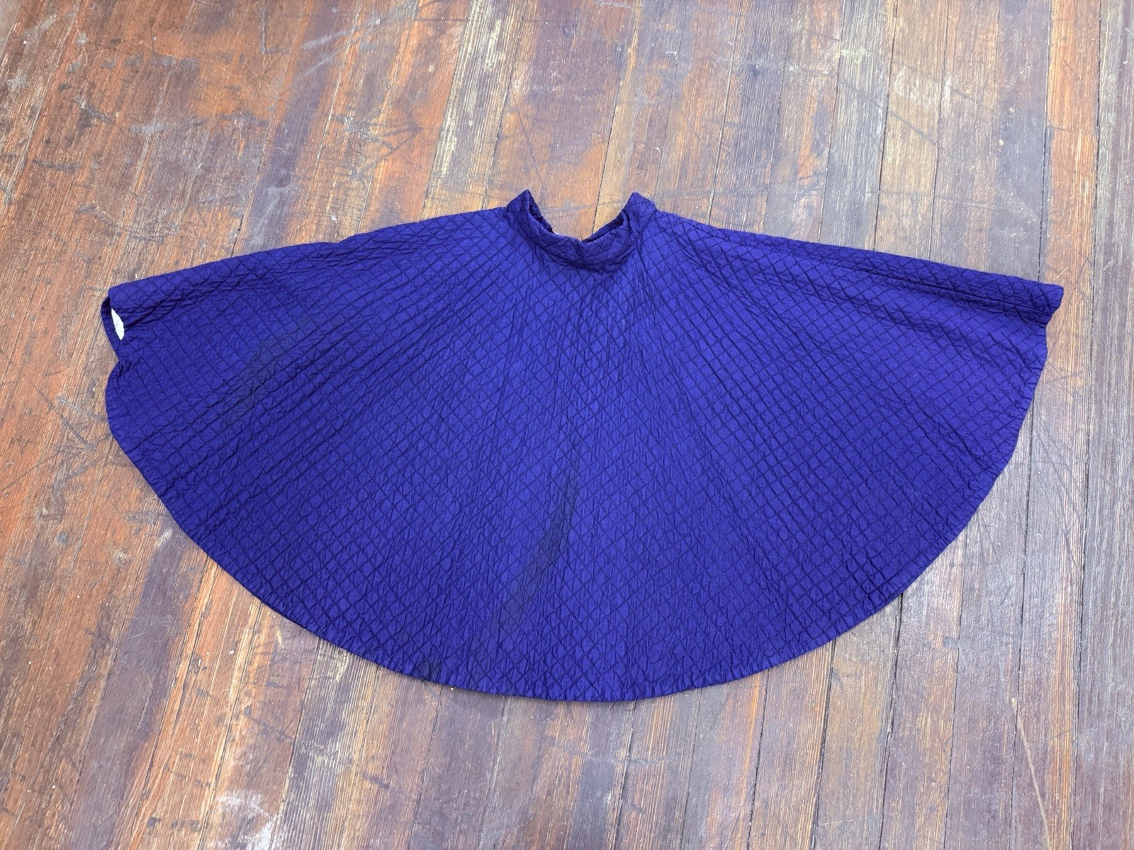 Vintage 50s Navy Rayon Quilted Rockabilly SWING Full 110″ Sweep Circle Skirt XXS