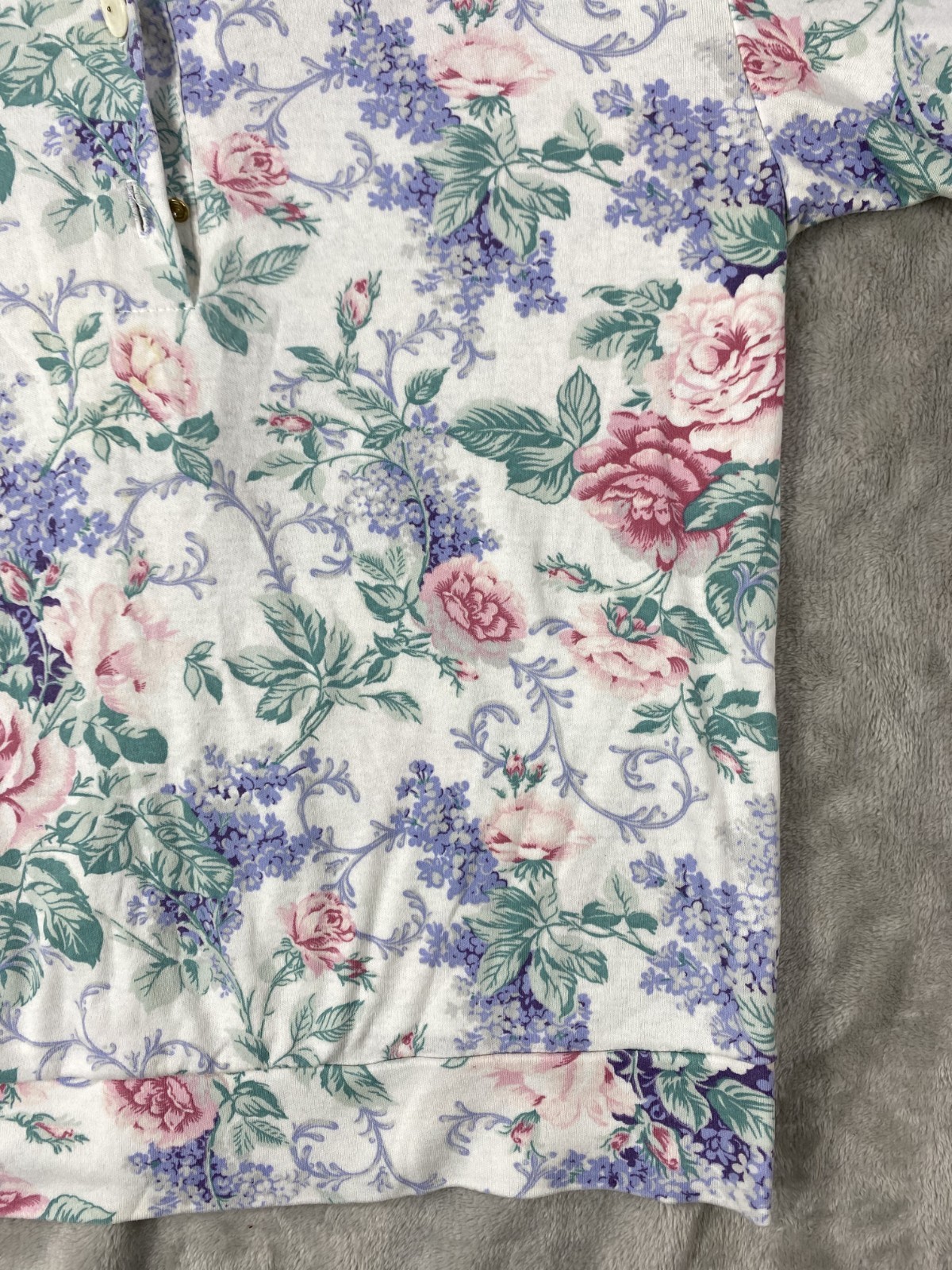 Vintage Cristin Stevens Shirt Women Medium Floral Multicolor 80s 90s Cottagecore