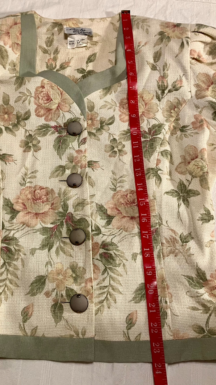 Vintage 80s Lady Carol of New York Sage Green and Cream – Size 14