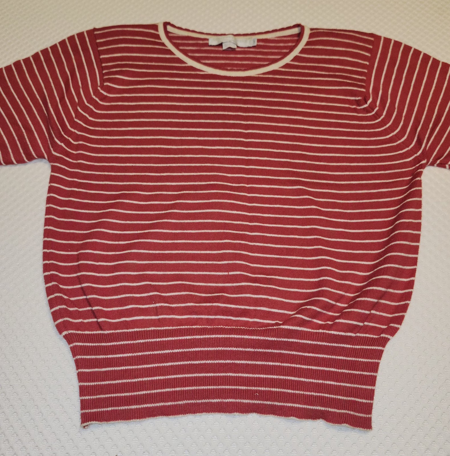 Vintage Geoffrey Beene Sportswear 100% Cotton M Knit Blouse Red White Stripe…