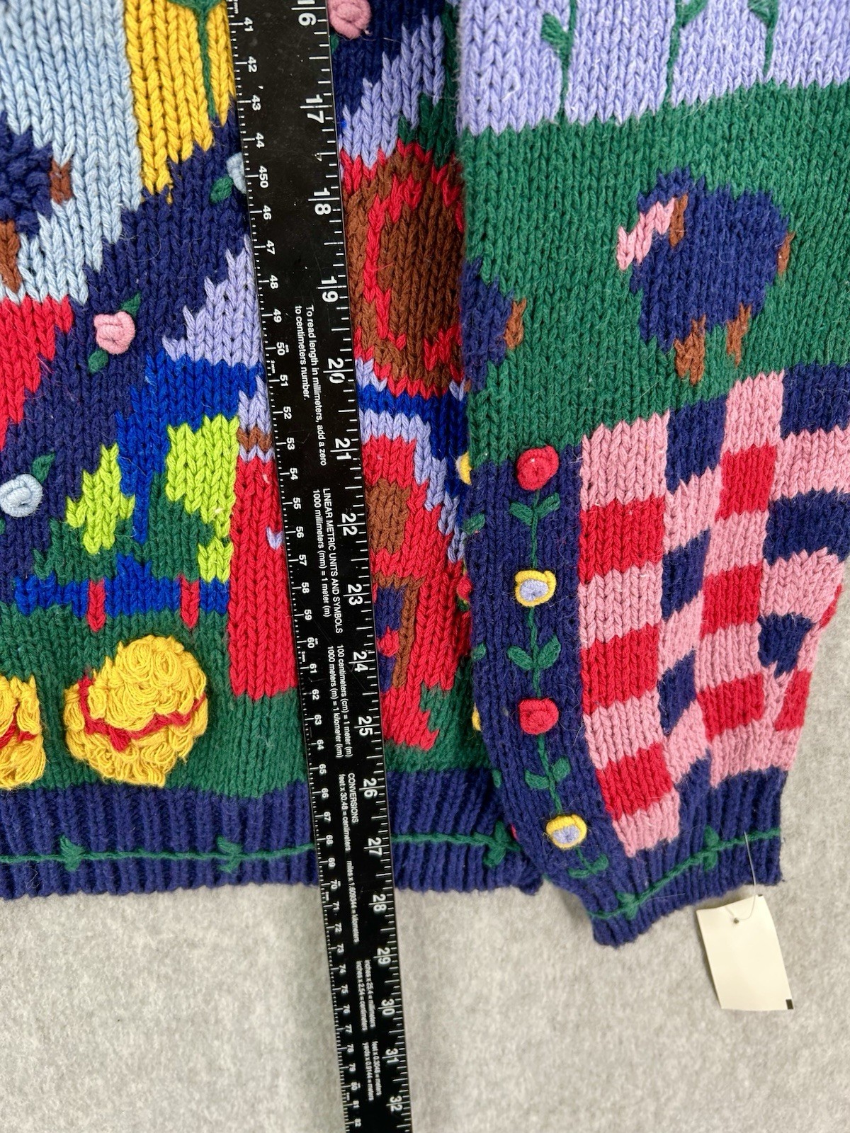 NEW Vtg Cardigan Sweater Large Barn Farm Animal Cow Knit Cardigan Size XL NWT