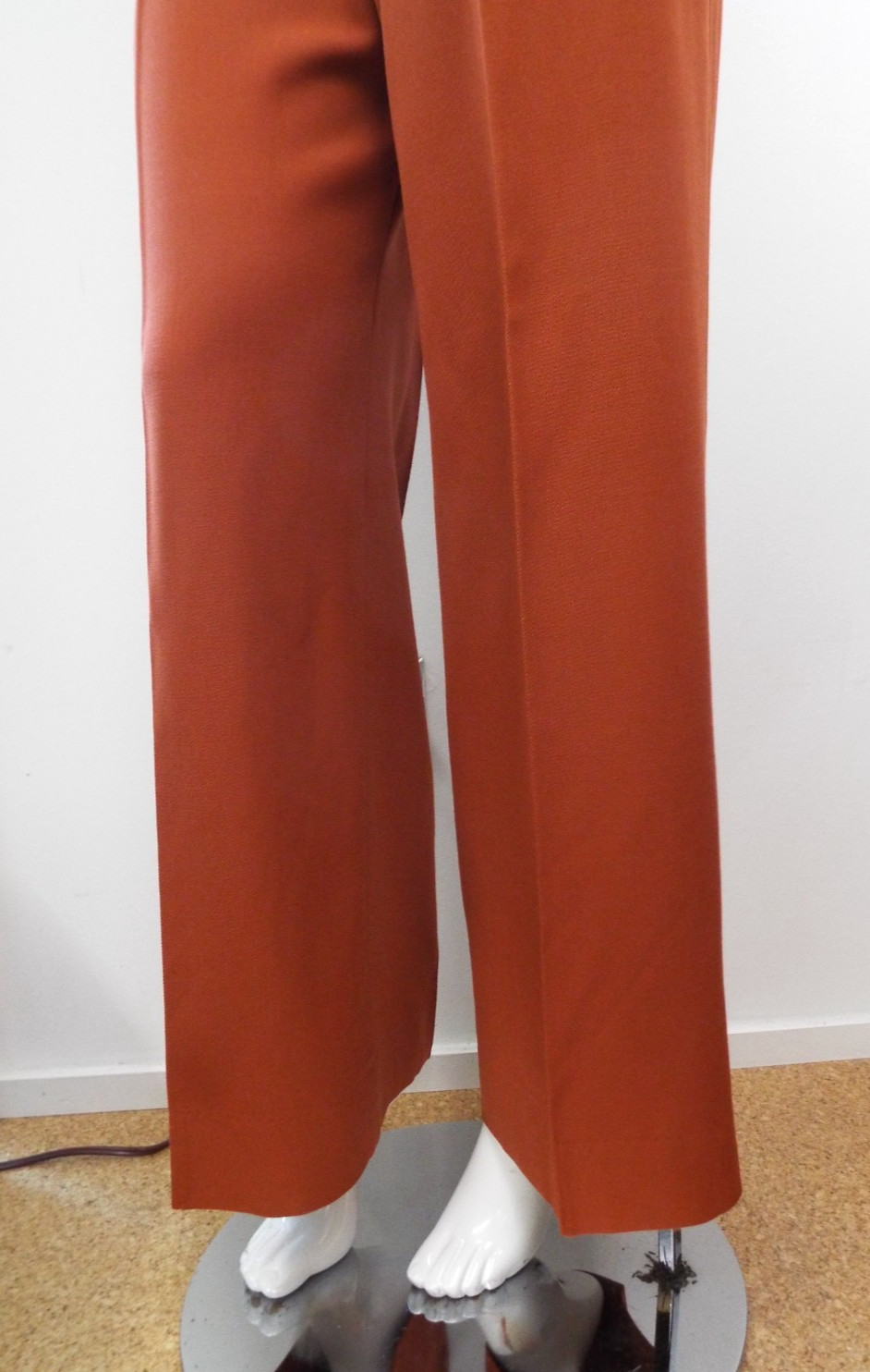 VTG 1970s Yves Saint Laurent Rive Gauche Rust Brown Wool Pants Wide Trousers YSL
