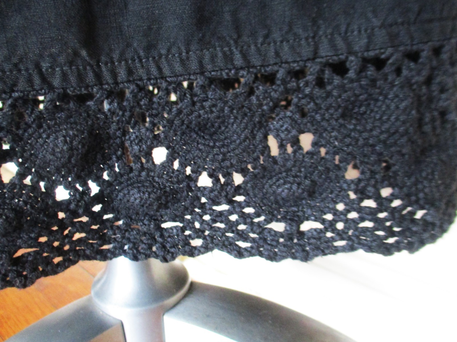 Vtg CP Shades Sausalito Maxi Skirt Black Linen S Women Crochet Hem