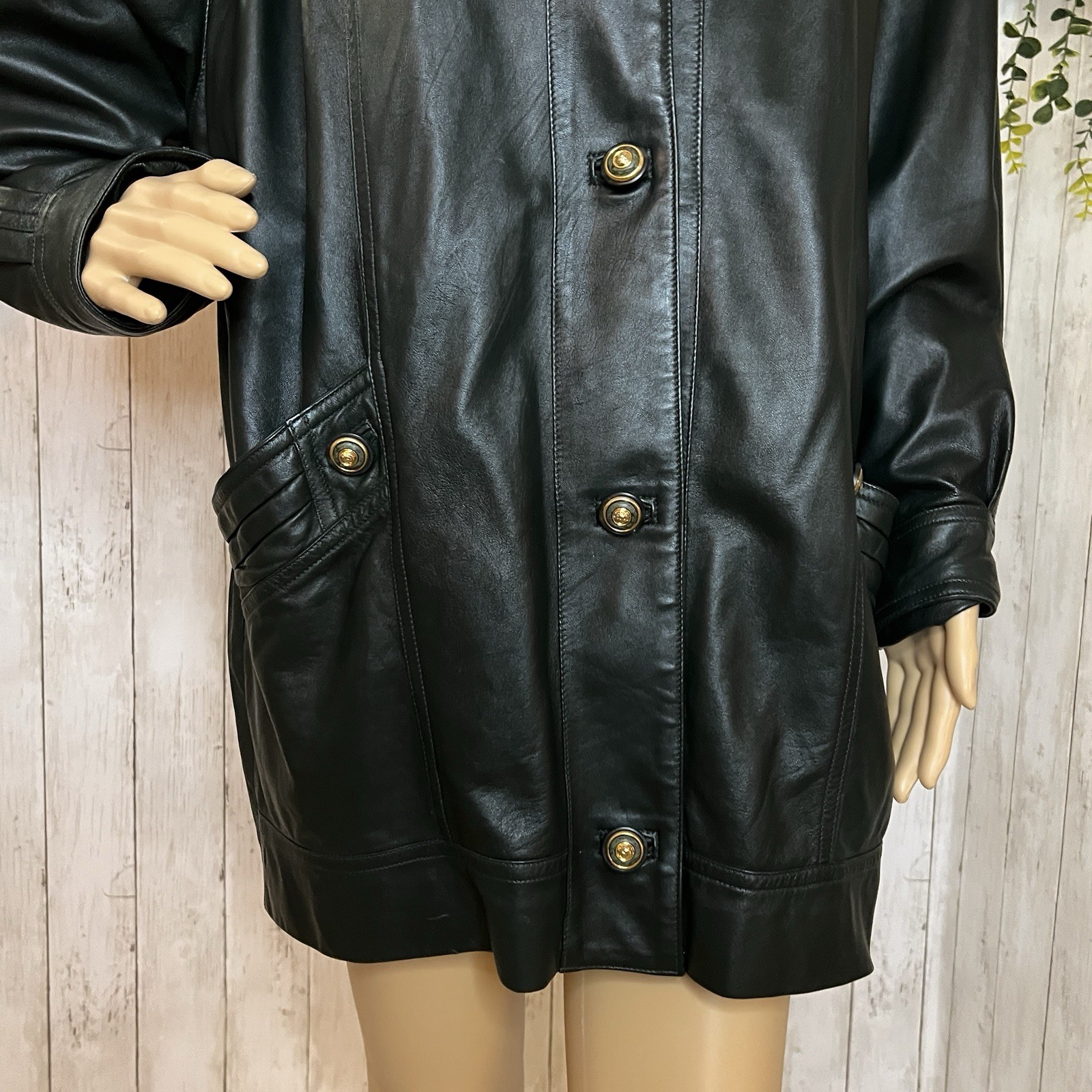 Black Leather Jacket Lightweight Coat Vera Pelle Medium Lined Italian Made