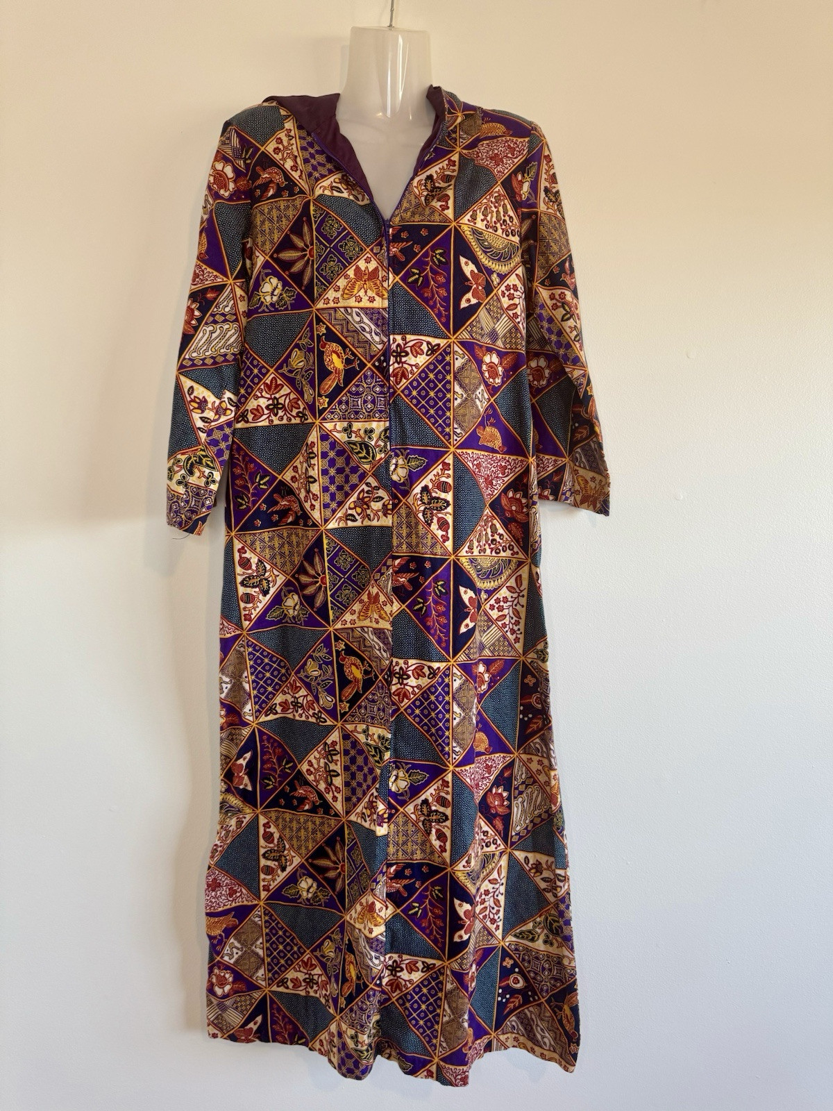 70s Berkleigh Juniors Vintage Hooded Caftan Hippie Boho Bohemian Festival