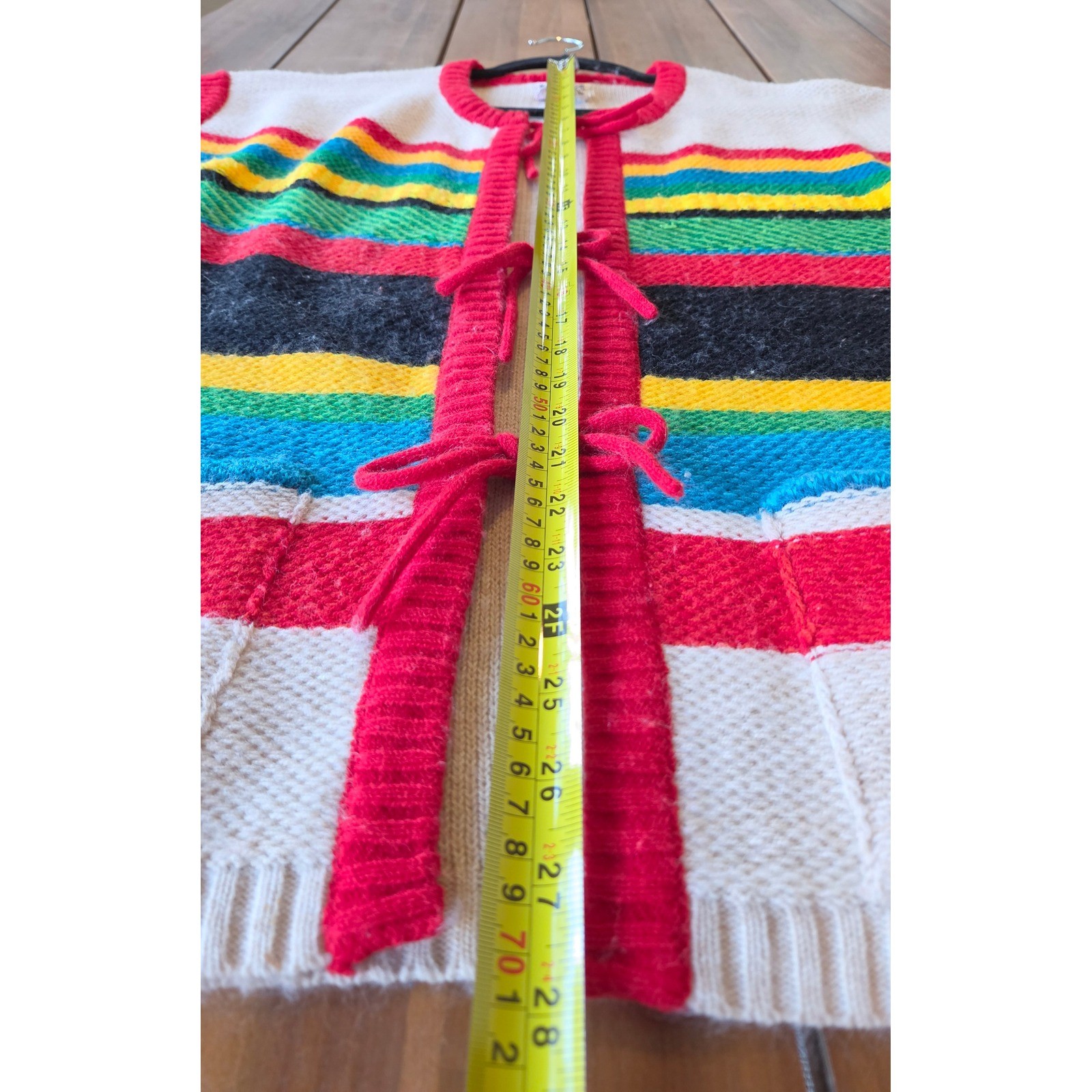 Vintage 80s Montage Rainbow Striped Knit Cardigan Vest Sz L Granola Hippie Artsy