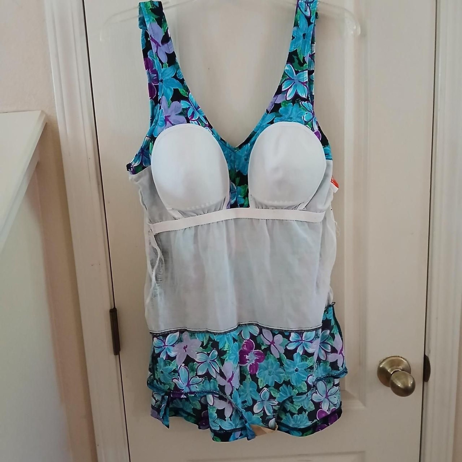 Vintage 80s Maxine of Hollywood All Over Tropical Floral One-Piece Swim Dress