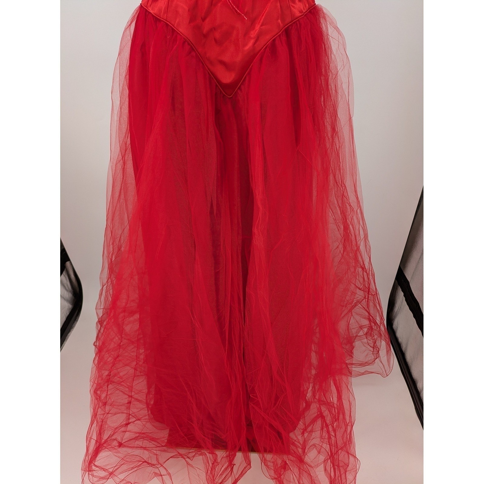 Mike Benet Formals Gown Red Womens Vintage 10 Modern 4 Tulle Satin Bow 80s Dress