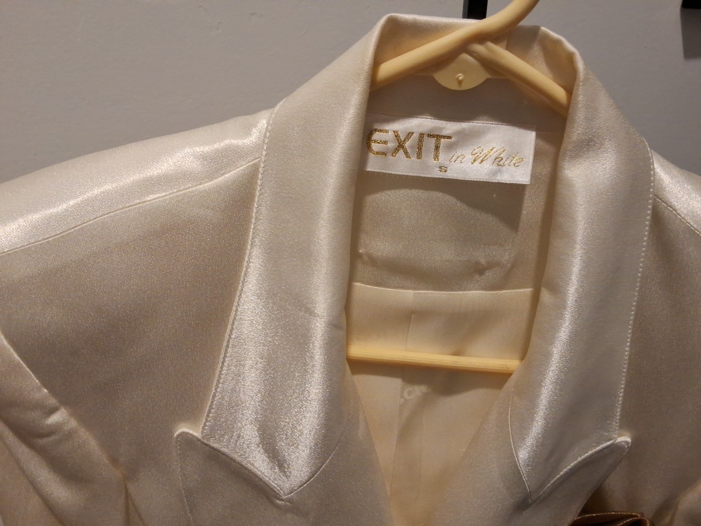 Vintage Ivory Satin 80’s Criscione Jacket With Gold Lion Trim Small