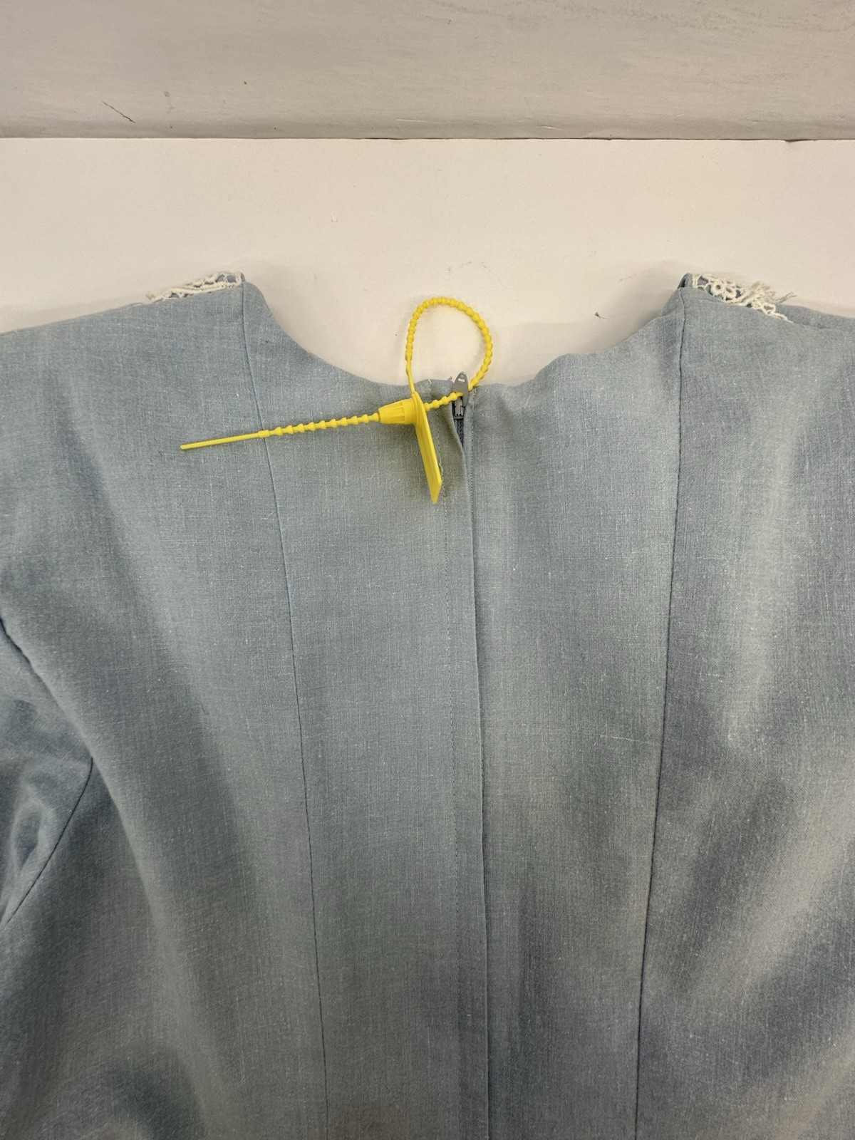 VTG You Too Babes Prairie Cottagecore Midi Dress Lace Blue USA 3 READ S-XS