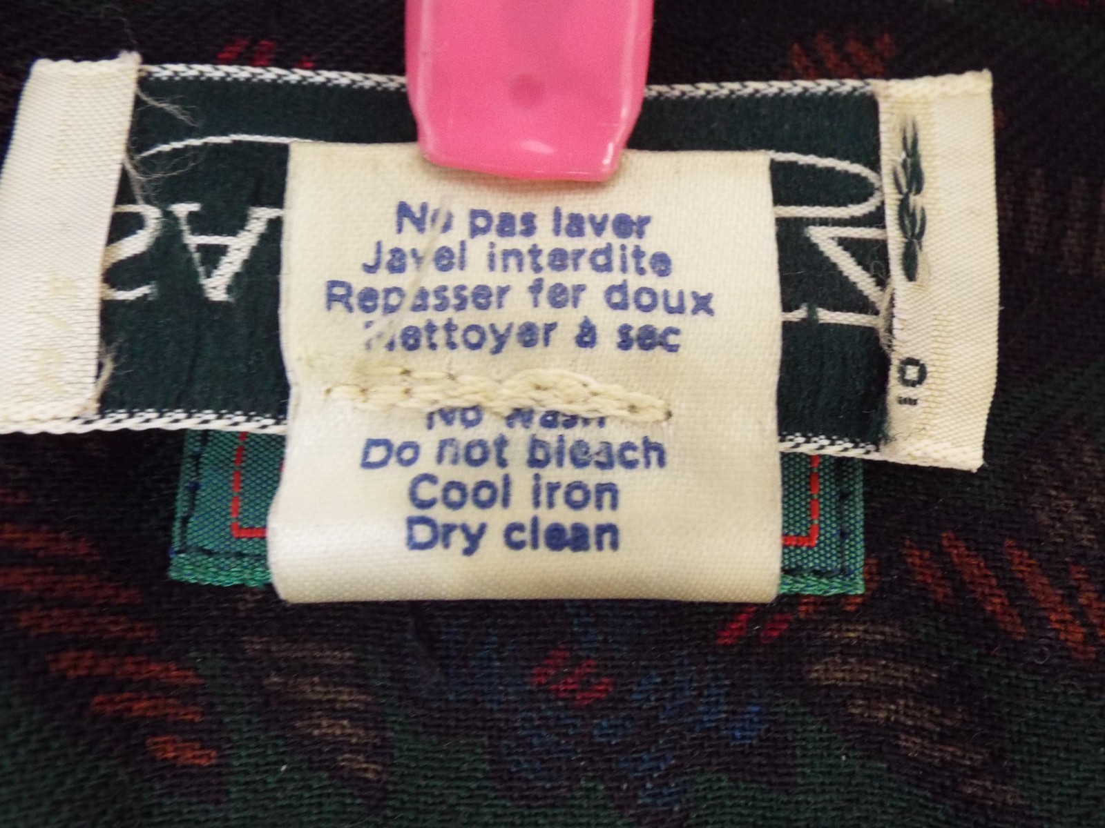 Vintage 1980s KENZO Paisley Wool Dress French Cuffs Pussybow Pockets Sakowitz