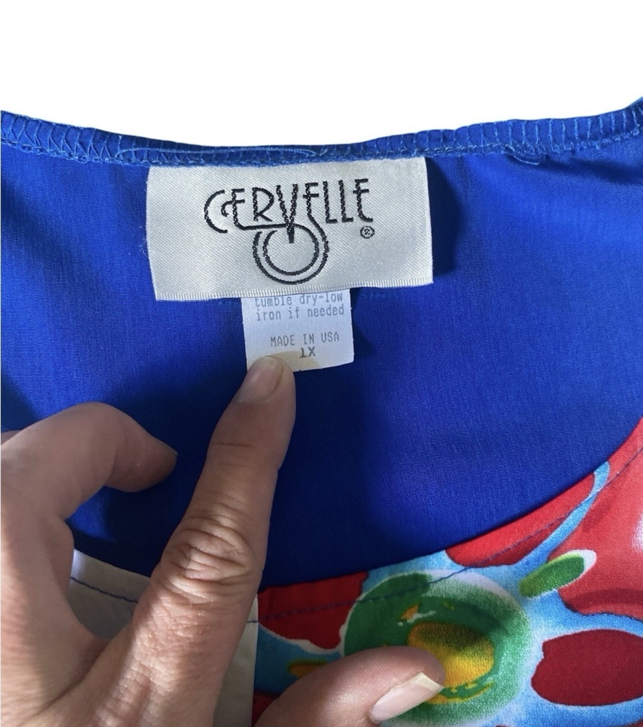 Vintage Cervelle Retro Relaxed Fit Colorblock Floral Women’s Top- 1X