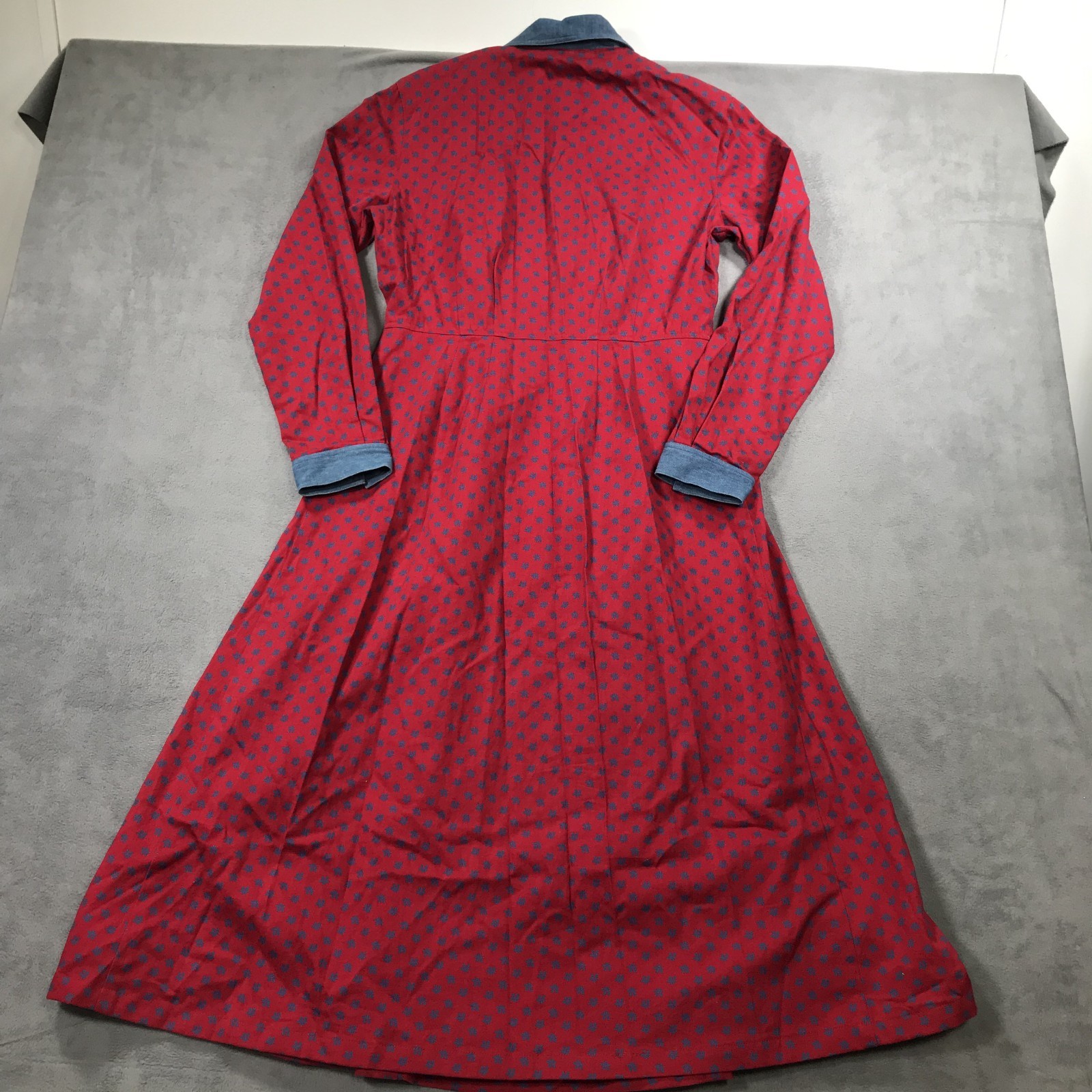 Vintage Susan Bristol Dress Womens 8 Floral Denim Trim Western Farm Prairie 90s