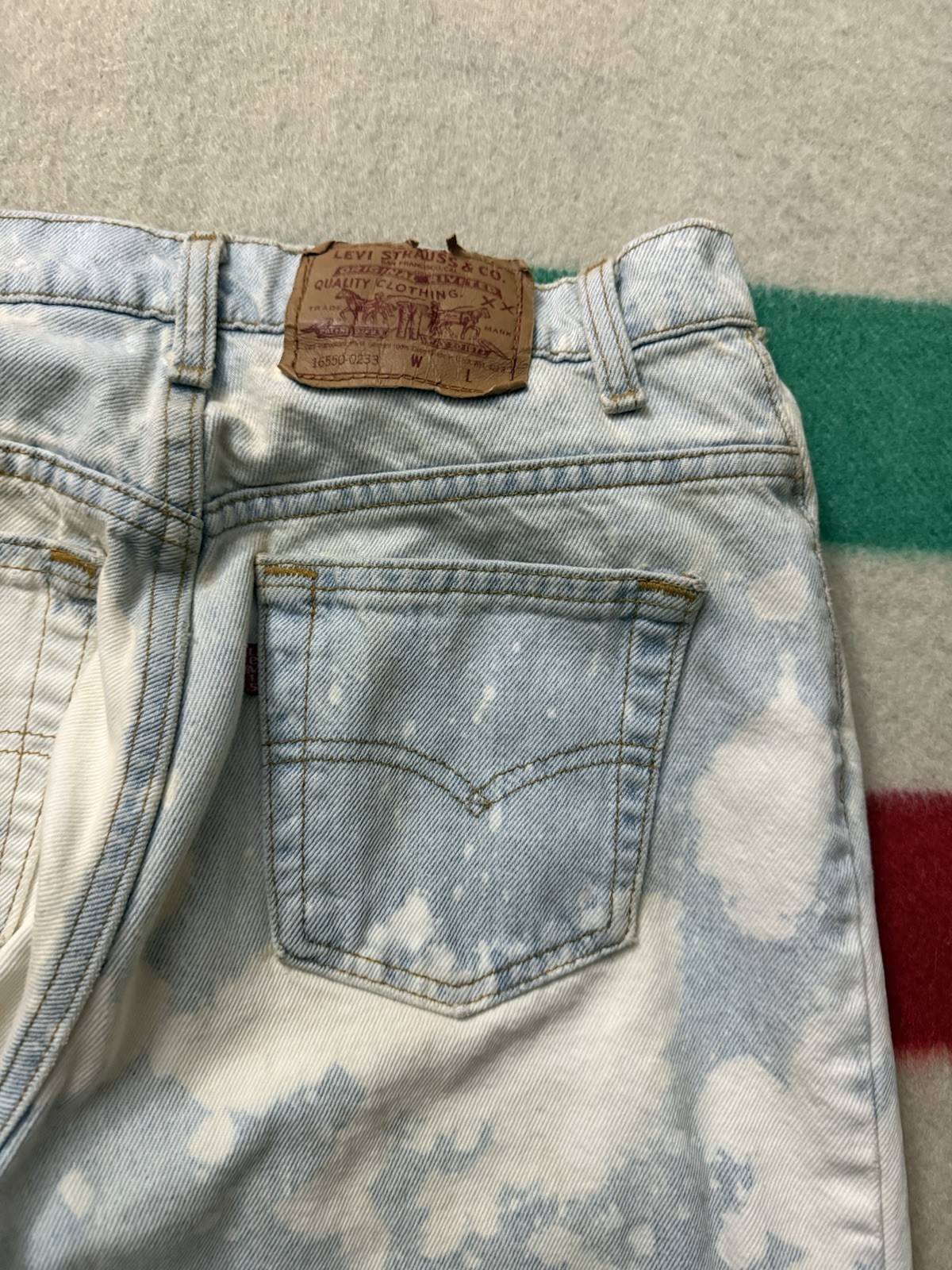 Women’s Vintage 90s Levis 16550-0233 Acid Wash Bleach Tie Dye Jeans 28/29 X 30