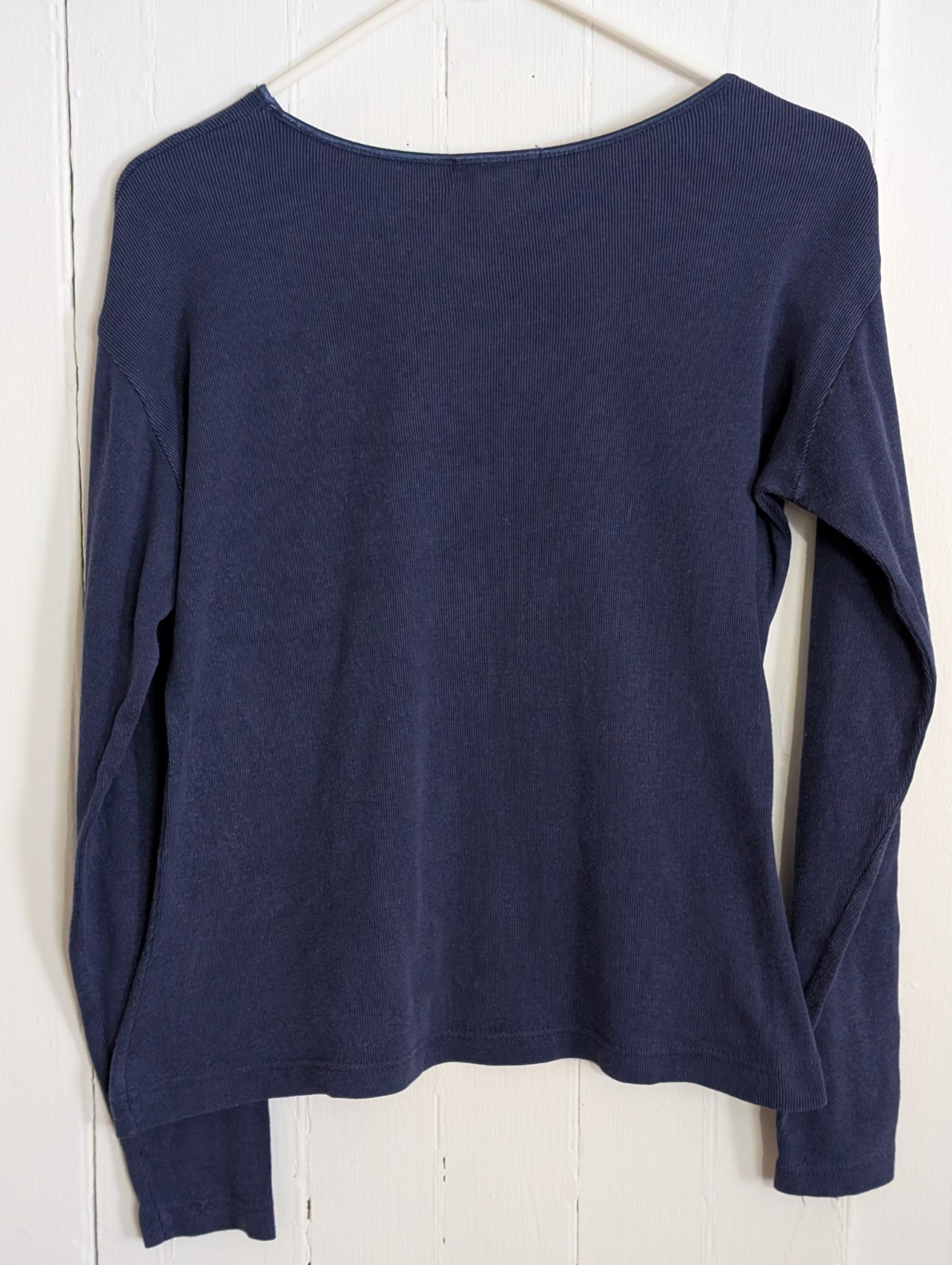 Vintage One Step Up Navy Blue Long Sleeve Blouse Women’s Size Large Cotton Blend
