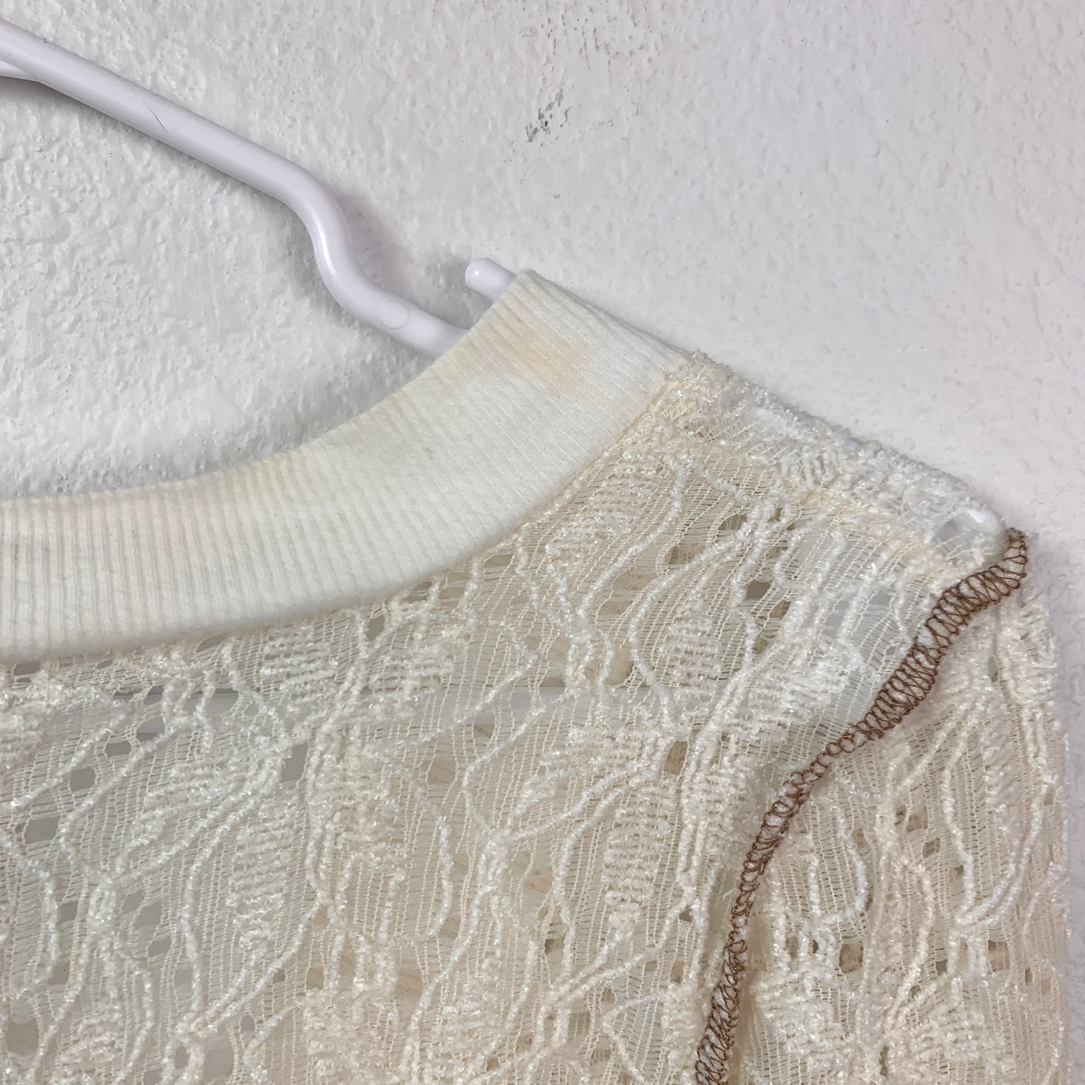 BKE Lace Full Zip Cardigan Womens M 3/4 Sleeve Cream Vintage Boho Cottagecore