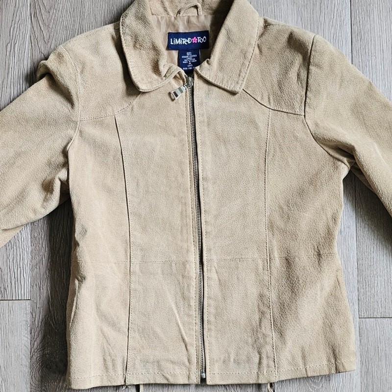 Vintage Y2K Tan Genuine Suede Leather Zip Jacket Lace Up Accents | Western