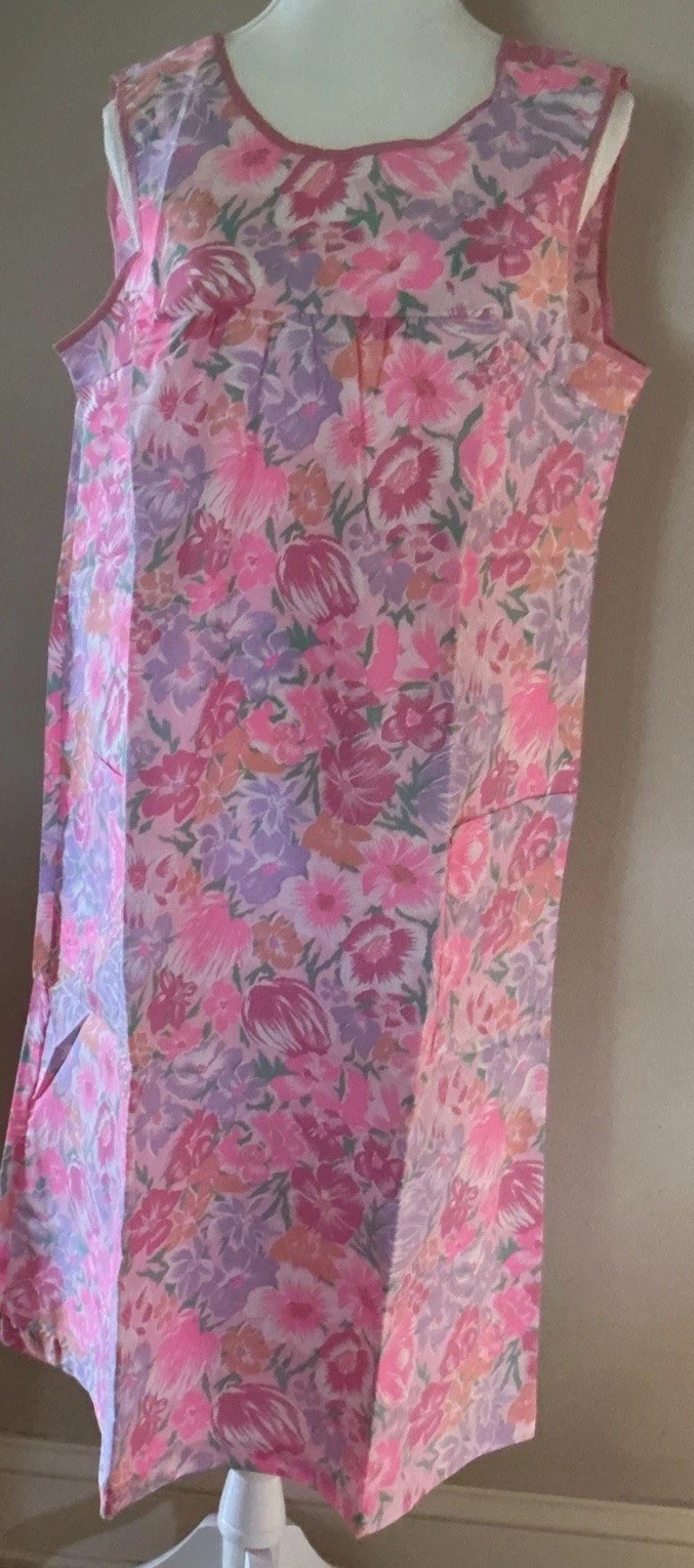 Vintage 1960’s Floral Cotton Housedress MuMu New With Tags L