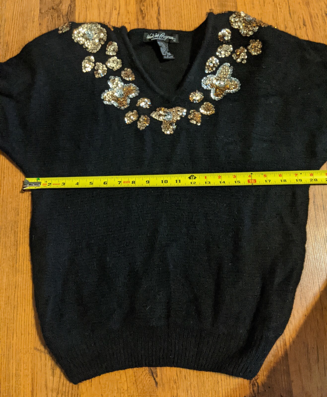 Vtg 1980s Work In Progress Sequin Sweater Gladys Bagley Glam Rock Silk Angora M
