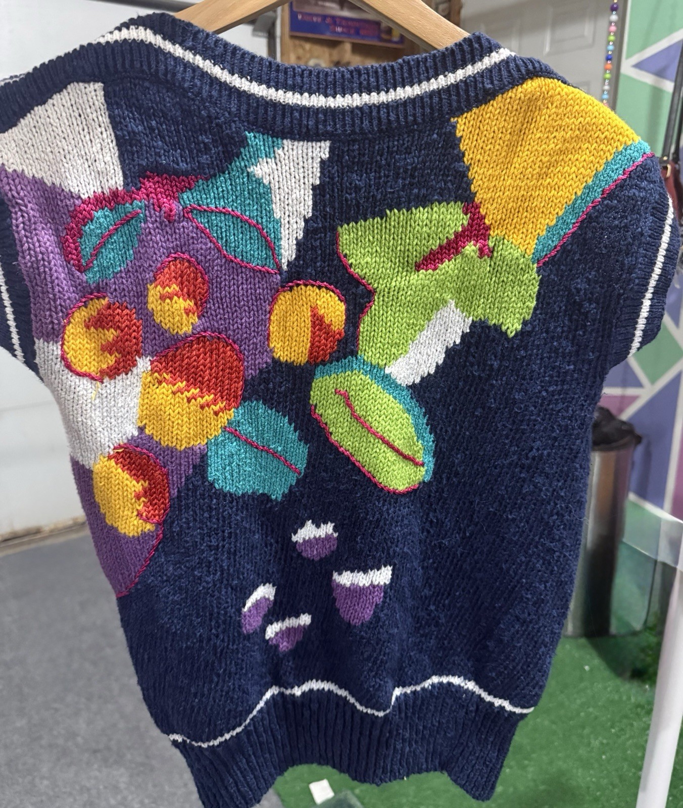 Counterparts Petites Vintage Knit Vest With Shoulder Pads Size Small Multicolor