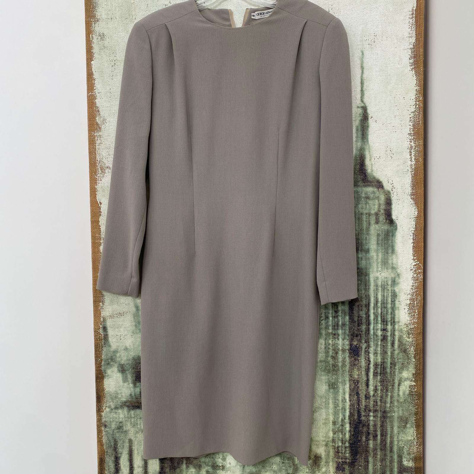 GIORGIO ARMANI Le COLLEZIONI Greige Color Sheath Dress-Size 12-Vintage.