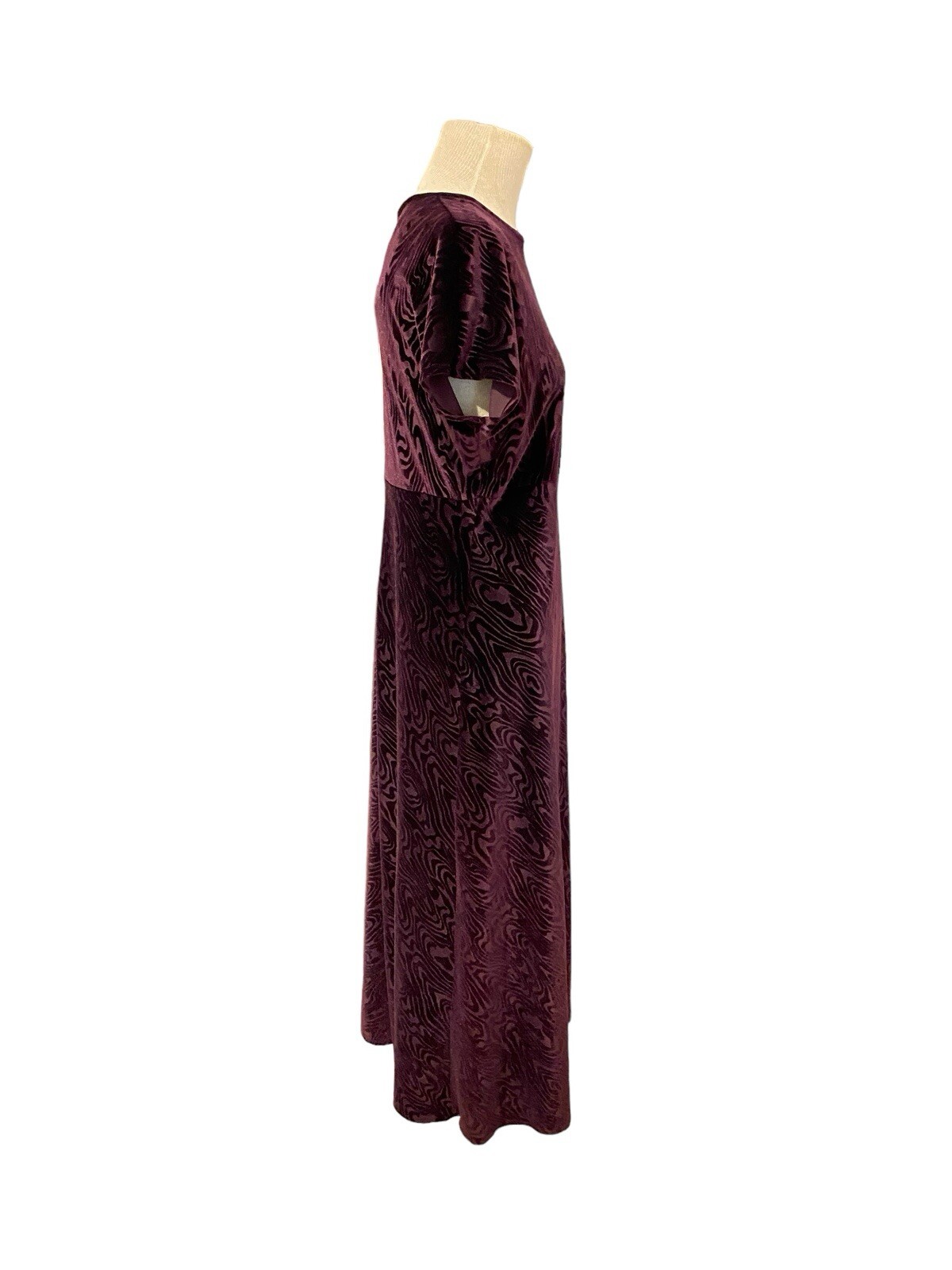 Vintage K.C. Spencer Purple Velvet Swirl Design Maxi Dress Size 12