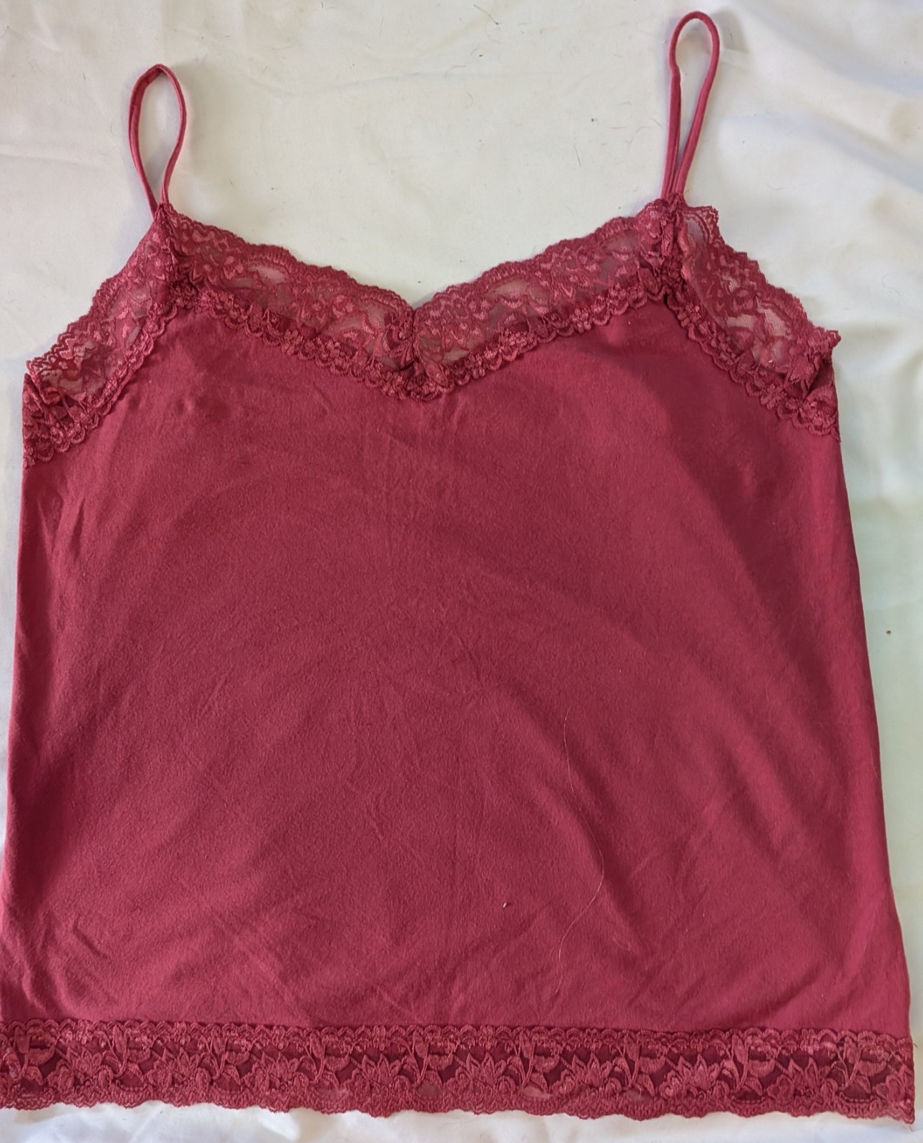 VTG Cami Top Maroon XL Van Heusen VTG Lace Trim Y2K Babydol Fairy Coquette Strap