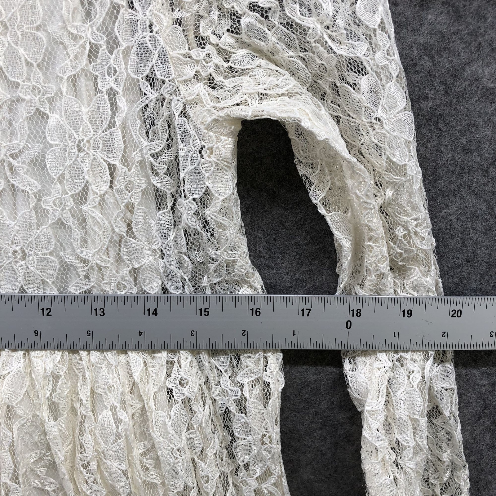 Vintage Sara Babs All Lace Dress Size 12 (S) Ivory 3/4 Sleeve Midi A-Line