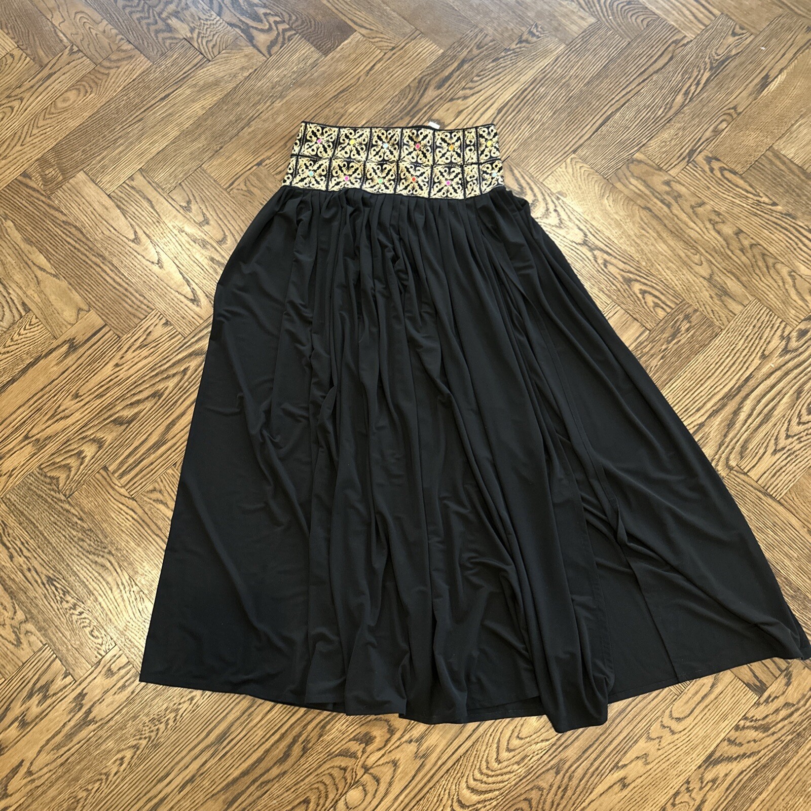 Vtg 70s Late 1970s Glam Gold Stenciled Disco Era Saks 5th Ave Gottex Swim Skirt