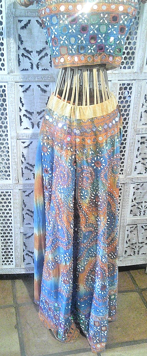 Vintage Banjara Tribal Dress Rabari Indian Mirror Embroidery & Shells Size Small