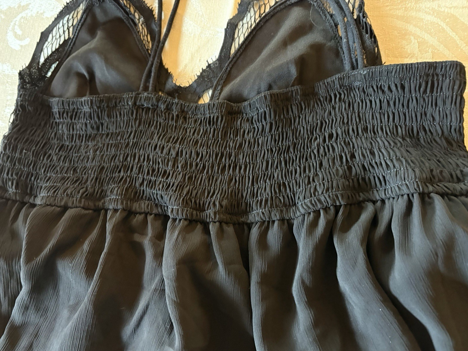 Black Goth Lace Cami Double Tier Peplum Shein Size Large Spaghetti Strap