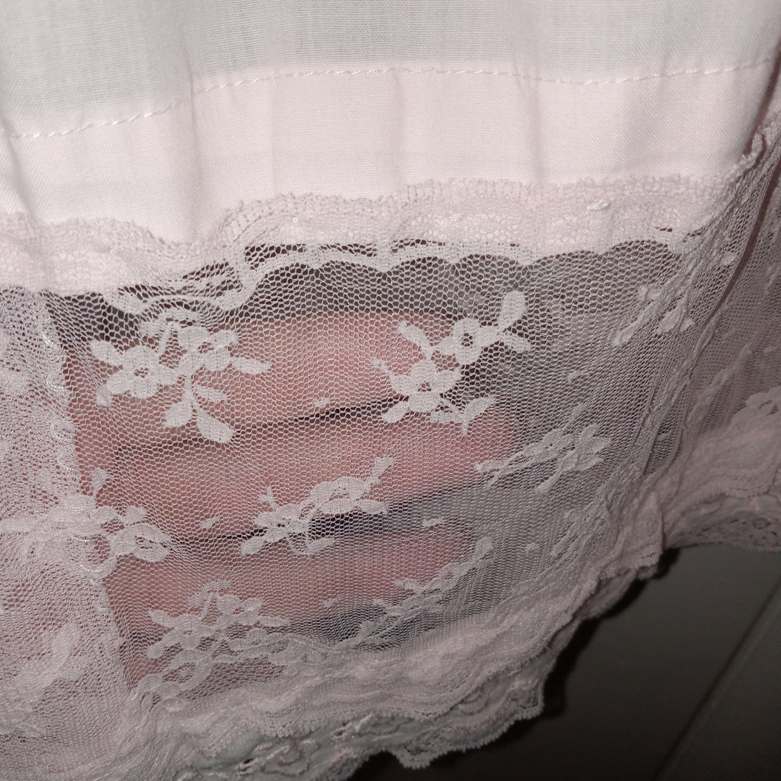 Vintage Cottage Core Country Pink Long Nightgown Embroidered Flowers Bows Sz XXL